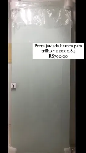 Porta jateada branca para trilho 2,20 x 0,84