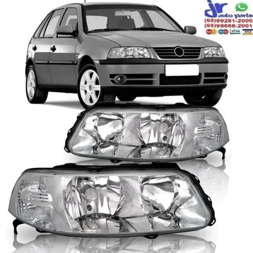 Par Farol Gol G3 1999 2000 2001 2002 2003 2004 2005 Máscara Cromada Foco Duplo