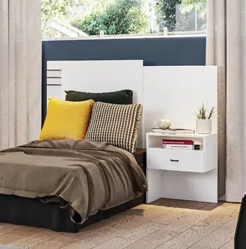 Cabeceira Copacabana regulável para cama de solteiro na cor branca, da Rimo. Produto Novo!