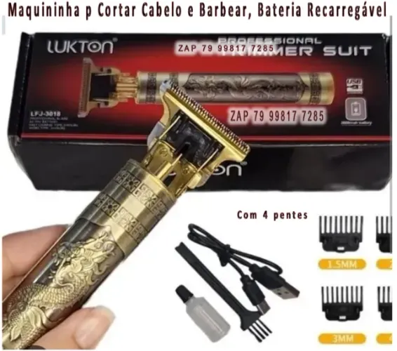 Maquina de Cortar Cabelo Profissional Lukton