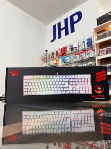 Teclado Mecânico Gamer Redragon Mitra Branco Chroma RGB Switch Vermelho | Sem Juros 