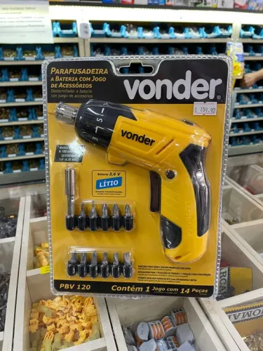 Parafusadeira A Bateria 3,6 V, Carregador Bivolt, Jogo Com 12 Acessórios, Pbv 120, Vonder