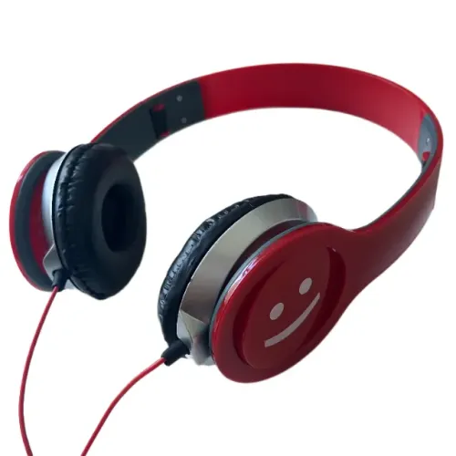 Fone De Ouvido Headphone Dobrável Com Fio P2 Vermelho Cabo 1m