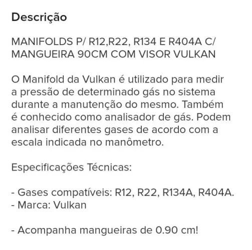 Conjunto analisador manifold vulkan gas vlct-636