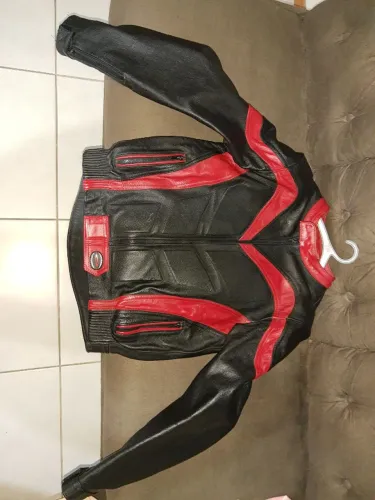 Conjunto de couro legítimo motoqueiro 