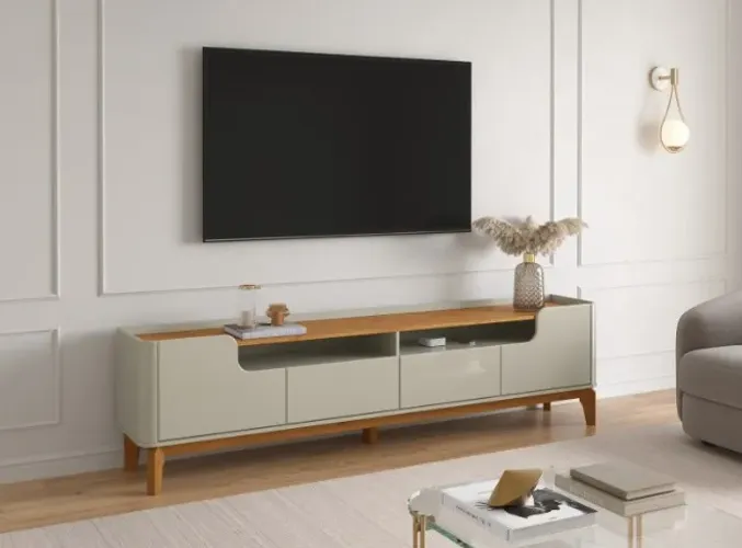 Rack Flip 2.20m Até 75 Polegadas Off White.Cinamomo Frete Grátis - Até 12x S/ Juros