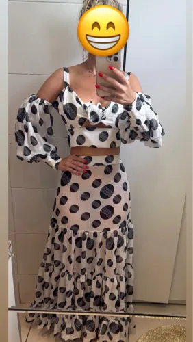 Conjunto de poá bolinha tamanho P