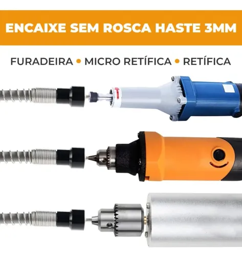 Eixo Flexível Chicote para Micro Retífica ou Furadeira Profissional em alumínio!
