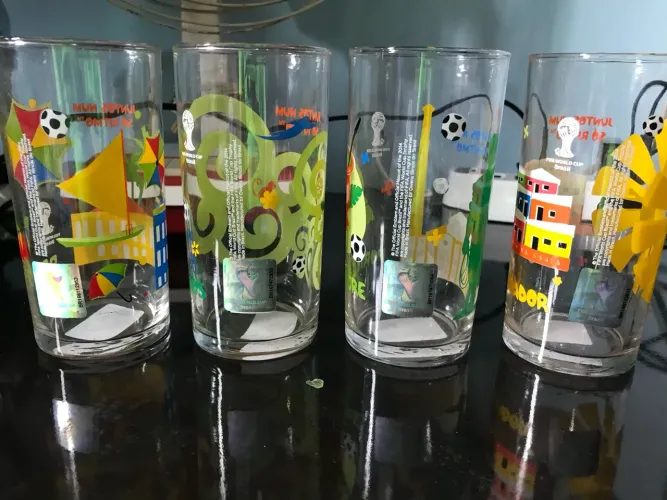 4 Copos Colecionáveis Copa do Mundo Brasil 2014