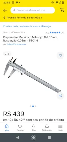 Paquímetro Mecânico Mitutoyo 0-200mm