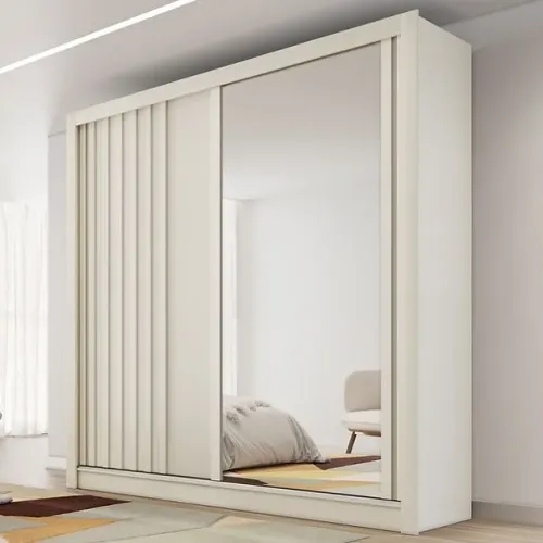 Guarda-roupa 2 portas ripado Lugano com espelho 180 CM  -  FRETE GRATIS 
