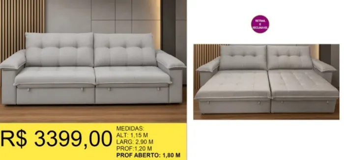 SOFA RETRATIL A PRONTA-ENTREGA 