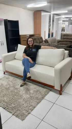 SOFÁ FIXO BASE E PÉS MADEIRA MACIÇA LINHO 2M