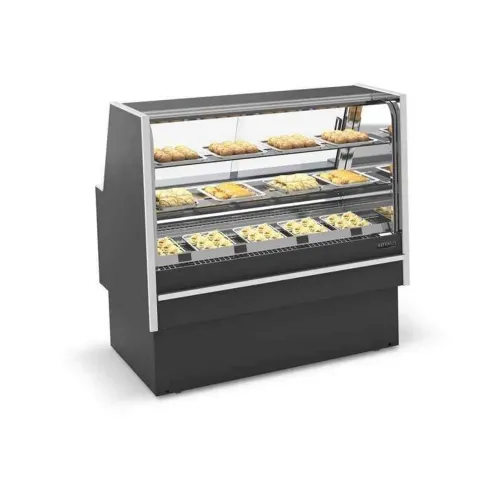 Expositor padaria Premium quente vidro curvo Refrimate - Marcos 
