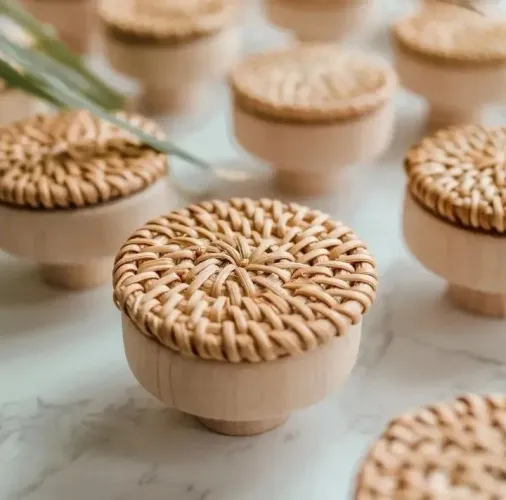 Kit com 10 puxadores de Rattan.