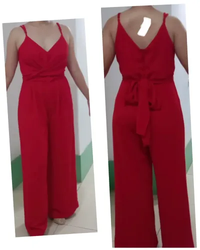 Macacão crepe vermelho para natal