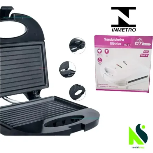 Sanduicheira Elétrica Torradeira Grill 800w - Nova
