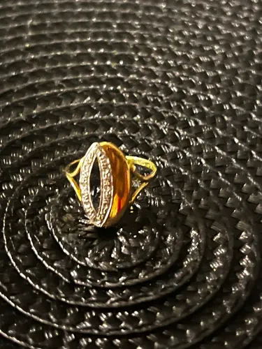 Anel de Ouro Amarelo 18K e Ouro Branco com Diamantes