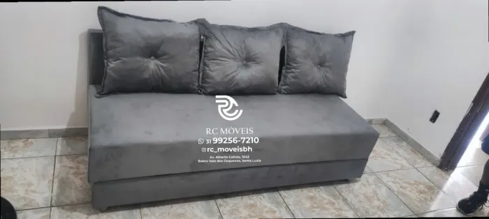 Sofá Cama Bicama 1,70m Suede D33 Compacto e Funcional
