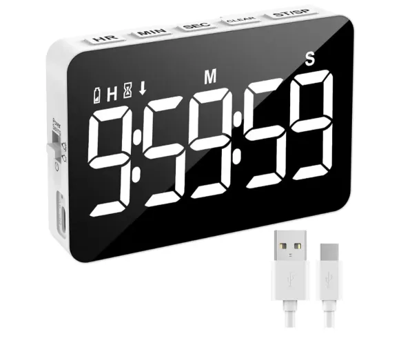 Temporizador digital recarregável com contagem regressiva/acima