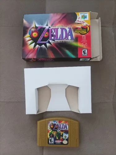 Jogo Chip original Salvando N64 Zelda Majora's Mask com cartucho e caixa Repro