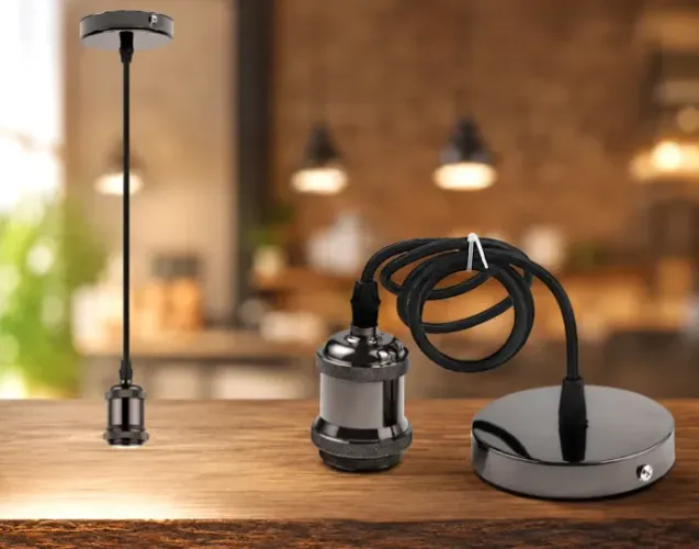 Luminária Pendente Retrô Vintage E27 em Metal com Cabo Revestido Estilo Industrial Bivolt