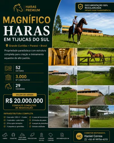 MAGNÍFICO Haras em Tijucas do Sul, Grande Curitiba