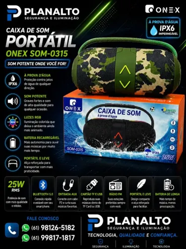 CAIXA PORTATIL 25W ONEX PROVA D AGUA SOM-0315