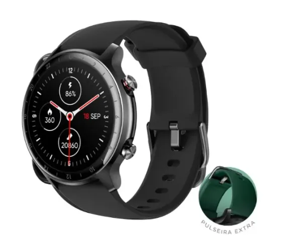 SmartWatch Husky Sports 700 GPS, Preto, Pulseira Extra Verde Escuro, Com GPS - HSPH001