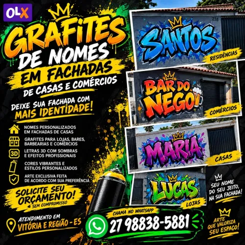 Graffiti em Fachadas de Casas e Comércios | Nomes Personalizados