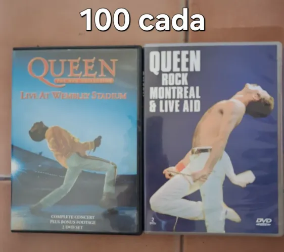 Queen live at wembley stadium, rock Montreal e live aid DVDs ao vivo