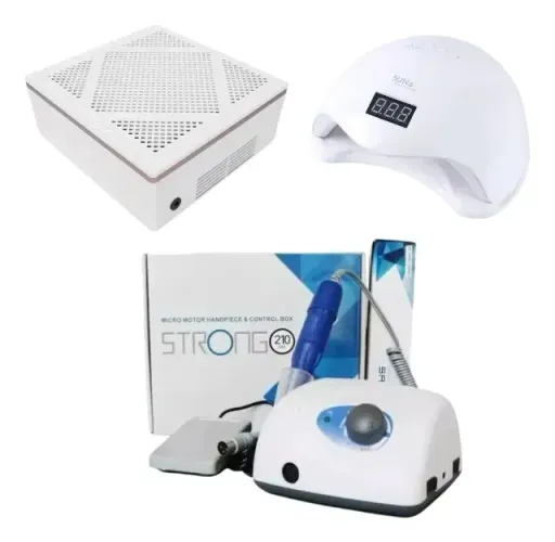 Kit Lixadeira Coletor Aspirador Pó Quadrado Cabine Unhas