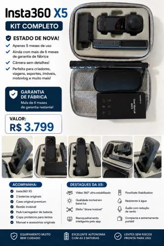 Kit câmera insta 360 x5