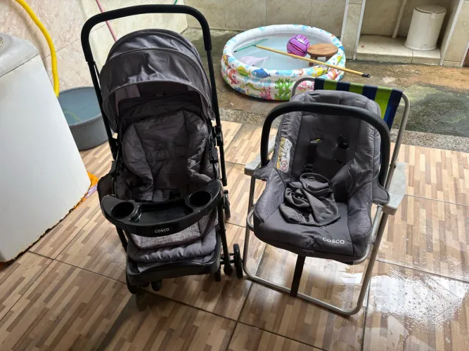 Kit carrinho bebê reverso com conforto cosco