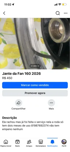 Roda traseira da fan 160 2026