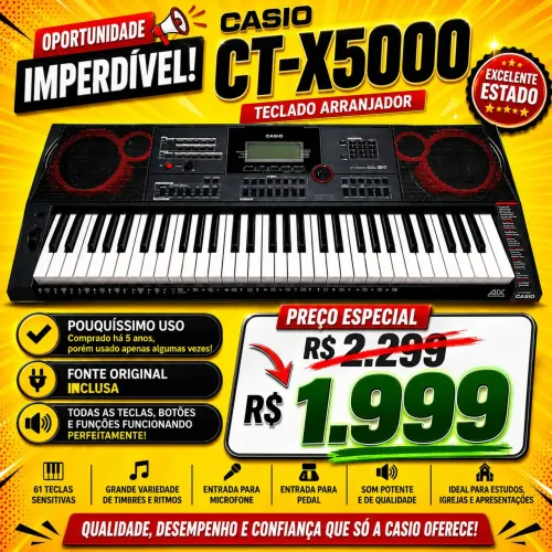 Teclado Casio ct-x5000 Pouquíssimo Uso + Fonte Original ctx5000