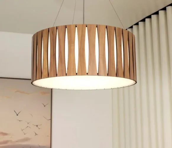 Luminária pendente rústica wood iluminação tamanho 60x60 