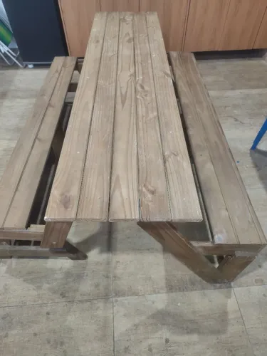 Mesa Dobrável Vira Banco de Madeira.