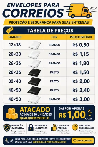 Envelope para Correios e entregas