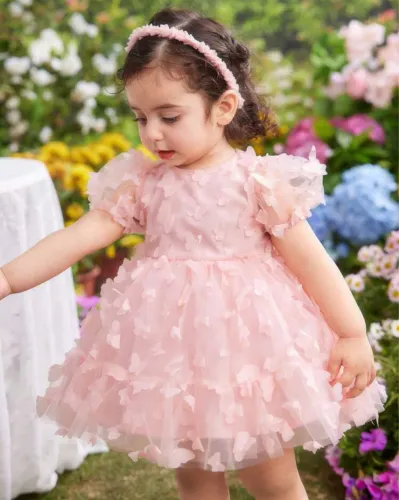 VESTIDO INFANTIL MENINA BORBOLETA ROSA