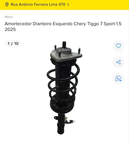 AMORTECEDOR DIANTEIRO ESQUERDO CHERY TIGGO 7 SPORT 2025