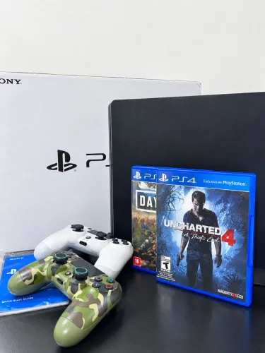 PS4 1TB Completo com Caixa + 2 Controles + 2 Jogos