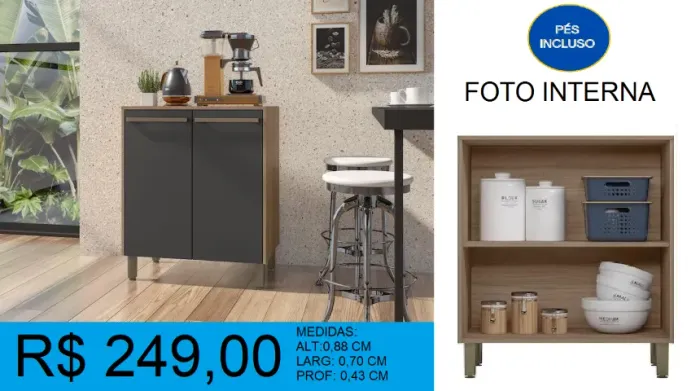 BALCAO PARA COZINHA - DISPONIVEL EM 2 CORES = RECEBA EM ATE 72H
