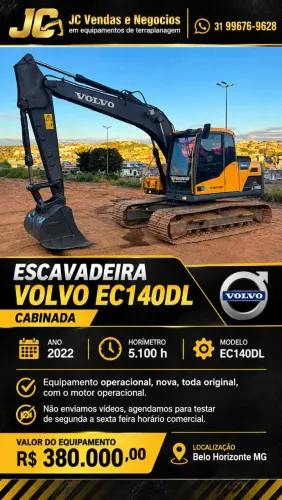 Escavadeira Volvo EC140DL cabinada 