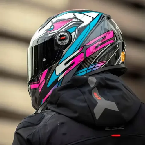 Capacete LS2 FF358 XDRON Cyan Azul Rosa