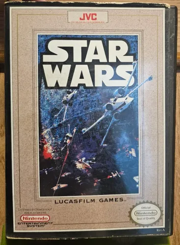 Caixa de locadora com encarte original cortado do jogo Star Wars para NES