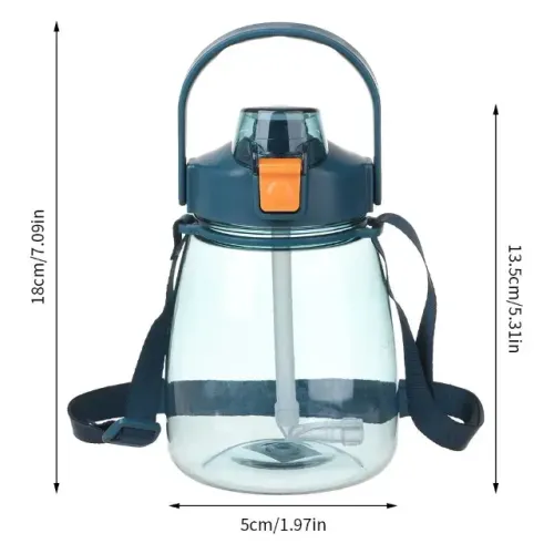 Garrafa Squeeze de Plástico com Bico e Canudo - 1000 ml - 1 Litro Verde , Rosa e Roxo