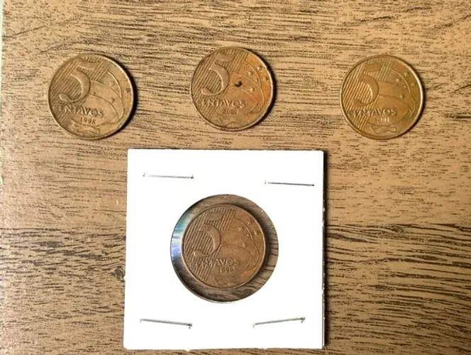 kit moedas 5 centavos 1998, 1999, 2000, 2001