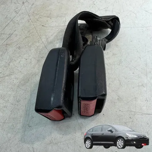 Engate Duplo Cinto Traseiro Citroën C4 Hatch 2009 2010 Preto