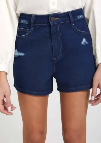 Short hering jeans feminino curto cintura alta